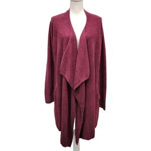 Barefoot Dreams CozyChic Lite Women's L/XL Maroon Island Wrap Cardigan Draped